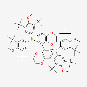 molecular formula C76H104O8P2 B8238950 (5S)-6,6'-Bis(bis(3,5-di-tert-butyl-4-methoxyphenyl)phosphaneyl)-2,2',3,3'-tetrahydro-5,5'-bibenzo[b][1,4]dioxine 