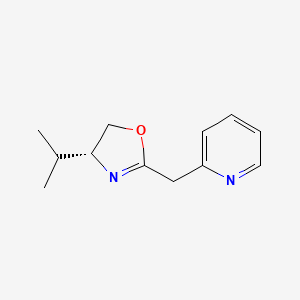 molecular formula C12H16N2O B8238955 (R)-4-Isopropyl-2-(pyridin-2-ylmethyl)-4,5-dihydrooxazole 