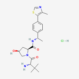 molecular formula C23H33ClN4O3S B8238963 (2S,4S)-1-((S)-2-Amino-3,3-dimethylbutanoyl)-4-hydroxy-N-((S)-1-(4-(4-methylthiazol-5-yl)phenyl)ethyl)pyrrolidine-2-carboxamide hydrochloride 