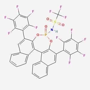 molecular formula C33H11F13NO5PS B8239010 1,1,1-Trifluoro-N-((11bS)-4-oxido-2,6-bis(perfluorophenyl)dinaphtho[2,1-d:1',2'-f][1,3,2]dioxaphosphepin-4-yl)methanesulfonamide 