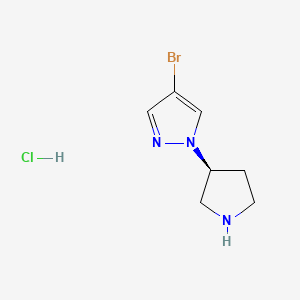 molecular formula C7H11BrClN3 B8239027 (S)-4-Bromo-1-(pyrrolidin-3-yl)-1H-pyrazole hydrochloride 