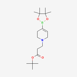 molecular formula C18H32BNO4 B8239066 tert-Butyl 3-(4-(4,4,5,5-tetramethyl-1,3,2-dioxaborolan-2-yl)-3,6-dihydropyridin-1(2H)-yl)propanoate 