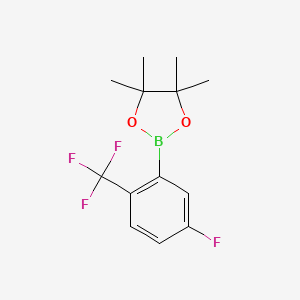 molecular formula C13H15BF4O2 B8239070 2-(5-Fluoro-2-(trifluoromethyl)phenyl)-4,4,5,5-tetramethyl-1,3,2-dioxaborolane 