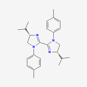 molecular formula C26H34N4 B8239288 (4S,4'S)-4,4'-Diisopropyl-1,1'-di-p-tolyl-4,4',5,5'-tetrahydro-1H,1'H-2,2'-biimidazole 