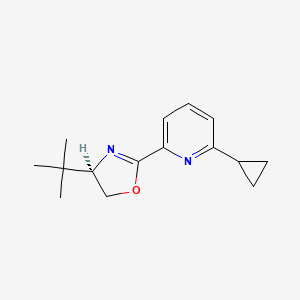 molecular formula C15H20N2O B8239303 (R)-4-(tert-Butyl)-2-(6-cyclopropylpyridin-2-yl)-4,5-dihydrooxazole 