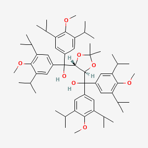 molecular formula C59H86O8 B8239331 ((4R,5R)-2,2-Dimethyl-1,3-dioxolane-4,5-diyl)bis(bis(3,5-diisopropyl-4-methoxyphenyl)methanol) 