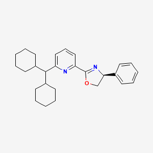 molecular formula C27H34N2O B8239362 (S)-2-(6-(Dicyclohexylmethyl)pyridin-2-yl)-4-phenyl-4,5-dihydrooxazole 