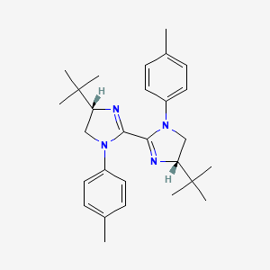 molecular formula C28H38N4 B8239427 (4S,4'S)-4,4'-Di-tert-butyl-1,1'-di-p-tolyl-4,4',5,5'-tetrahydro-1H,1'H-2,2'-biimidazole 