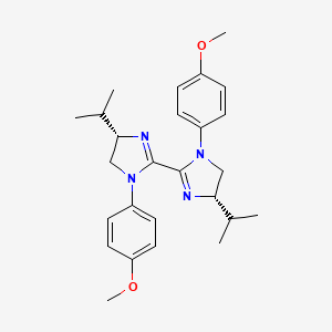 molecular formula C26H34N4O2 B8239452 (4S,4'S)-4,4'-Diisopropyl-1,1'-bis(4-methoxyphenyl)-4,4',5,5'-tetrahydro-1H,1'H-2,2'-biimidazole 