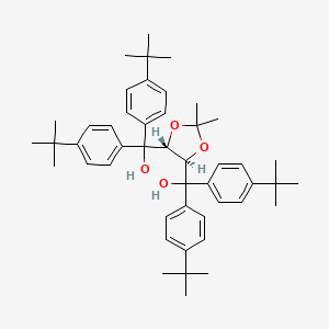 molecular formula C47H62O4 B8239491 ((4R,5R)-2,2-Dimethyl-1,3-dioxolane-4,5-diyl)bis(bis(4-(tert-butyl)phenyl)methanol) 