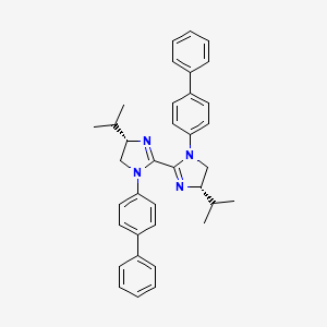 molecular formula C36H38N4 B8239542 (4S,4'S)-1,1'-Di([1,1'-biphenyl]-4-yl)-4,4'-diisopropyl-4,4',5,5'-tetrahydro-1H,1'H-2,2'-biimidazole 