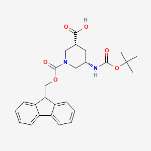 molecular formula C26H30N2O6 B8239603 rel-(3R,5S)-1-(((9H-Fluoren-9-yl)methoxy)carbonyl)-5-((tert-butoxycarbonyl)amino)piperidine-3-carboxylic acid 