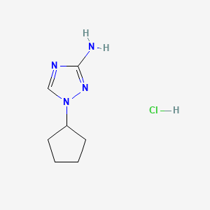molecular formula C7H13ClN4 B8239630 1-Cyclopentyl-1H-1,2,4-triazol-3-amine hydrochloride 