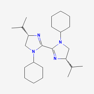 molecular formula C24H42N4 B8239688 (4S,4'S)-1,1'-Dicyclohexyl-4,4'-diisopropyl-4,4',5,5'-tetrahydro-1H,1'H-2,2'-biimidazole 