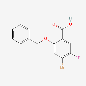 molecular formula C14H10BrFO3 B8239741 4-Bromo-5-fluoro-2-phenylmethoxybenzoic acid 