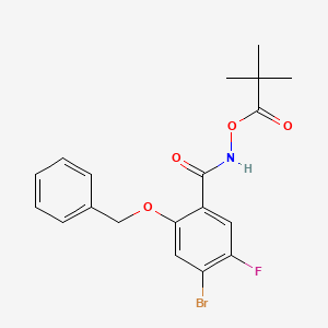 molecular formula C19H19BrFNO4 B8239748 [(4-Bromo-5-fluoro-2-phenylmethoxybenzoyl)amino] 2,2-dimethylpropanoate 