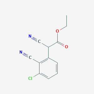 molecular formula C12H9ClN2O2 B8239849 Ethyl 2-(3-chloro-2-cyanophenyl)-2-cyanoacetate 