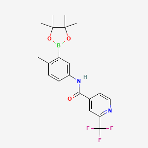 molecular formula C20H22BF3N2O3 B8239953 N-(4-methyl-3-(4,4,5,5-tetramethyl-1,3,2-dioxaborolan-2-yl)phenyl)-2-(trifluoromethyl)isonicotinamide 
