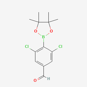 molecular formula C13H15BCl2O3 B8239959 3,5-Dichloro-4-(4,4,5,5-tetramethyl-1,3,2-dioxaborolan-2-yl)benzaldehyde 