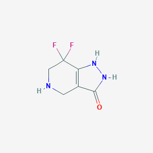 molecular formula C6H7F2N3O B8239993 7,7-difluoro-1H,4H,5H,6H,7H-pyrazolo[4,3-c]pyridin-3-ol 