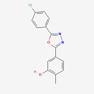 molecular formula C15H11ClN2O2 B8240088 5-[5-(4-Chloro-phenyl)-[1,3,4]-oxadiazol-2-yl]-2-methyl-phenol 