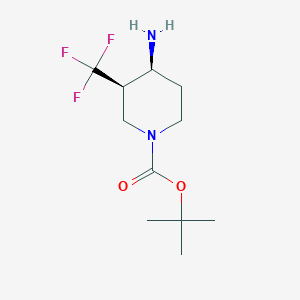 molecular formula C11H19F3N2O2 B8240107 tert-Butyl (3R,4S)-4-amino-3-(trifluoromethyl)piperidine-1-carboxylate 