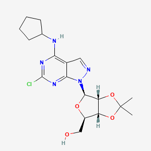 molecular formula C18H24ClN5O4 B8240197 [(3aR,4R,6R,6aR)-4-[6-chloro-4-(cyclopentylamino)pyrazolo[3,4-d]pyrimidin-1-yl]-2,2-dimethyl-3a,4,6,6a-tetrahydrofuro[3,4-d][1,3]dioxol-6-yl]methanol 