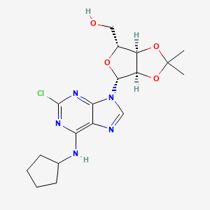 molecular formula C18H24ClN5O4 B8240209 [(3aR,4R,6R,6aR)-4-[2-chloro-6-(cyclopentylamino)purin-9-yl]-2,2-dimethyl-3a,4,6,6a-tetrahydrofuro[3,4-d][1,3]dioxol-6-yl]methanol 