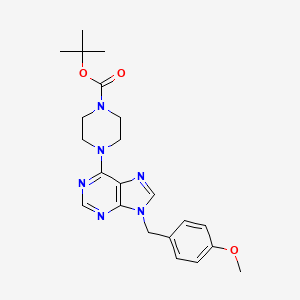 molecular formula C22H28N6O3 B8240216 Tert-butyl 4-[9-[(4-methoxyphenyl)methyl]purin-6-yl]piperazine-1-carboxylate 