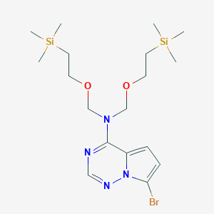 molecular formula C18H33BrN4O2Si2 B8240257 7-bromo-N,N-bis(2-trimethylsilylethoxymethyl)pyrrolo[2,1-f][1,2,4]triazin-4-amine 