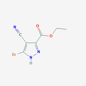 molecular formula C7H6BrN3O2 B8240263 ethyl 5-bromo-4-cyano-1H-pyrazole-3-carboxylate 