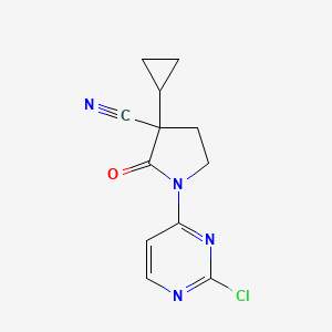 molecular formula C12H11ClN4O B8240315 1-(2-Chloropyrimidin-4-yl)-3-cyclopropyl-2-oxopyrrolidine-3-carbonitrile 