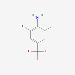 molecular formula C7H4F4IN B8240429 2-Fluoro-6-iodo-4-(trifluoromethyl)aniline 