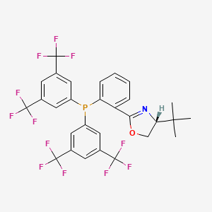 molecular formula C29H22F12NOP B8240707 (R)-2-(2-(Bis(3,5-bis(trifluoromethyl)phenyl)phosphanyl)phenyl)-4-(tert-butyl)-4,5-dihydrooxazole 