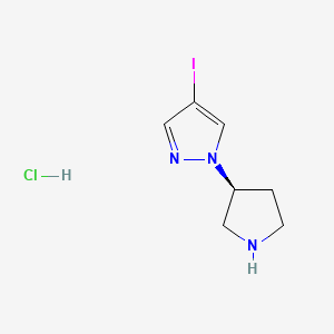 molecular formula C7H11ClIN3 B8240764 (S)-4-Iodo-1-(pyrrolidin-3-yl)-1H-pyrazole hydrochloride 