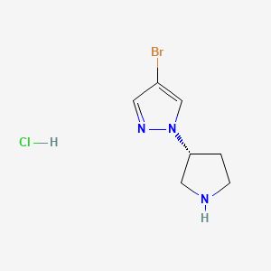 molecular formula C7H11BrClN3 B8240797 (R)-4-Bromo-1-(pyrrolidin-3-yl)-1H-pyrazole hydrochloride 