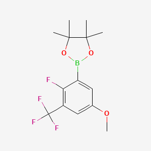 molecular formula C14H17BF4O3 B8240823 2-(2-Fluoro-5-methoxy-3-(trifluoromethyl)phenyl)-4,4,5,5-tetramethyl-1,3,2-dioxaborolane 