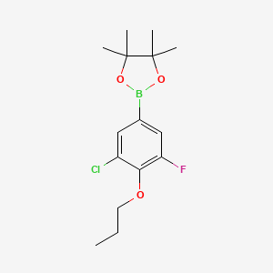 molecular formula C15H21BClFO3 B8240912 2-(3-Chloro-5-fluoro-4-propoxyphenyl)-4,4,5,5-tetramethyl-1,3,2-dioxaborolane 
