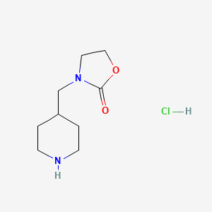 molecular formula C9H17ClN2O2 B8240965 3-[(4-Piperidyl)methyl]oxazolidin-2-one Hydrochloride 
