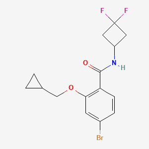 molecular formula C15H16BrF2NO2 B8241015 4-Bromo-2-(cyclopropylmethoxy)-N-(3,3-difluorocyclobutyl)benzamide 