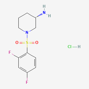 molecular formula C11H15ClF2N2O2S B8241378 (S)-1-((2,4-Difluorophenyl)sulfonyl)piperidin-3-amine hydrochloride 