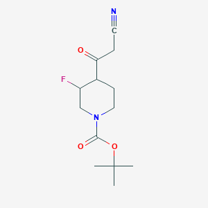 molecular formula C13H19FN2O3 B8241423 Tert-butyl 4-(2-cyanoacetyl)-3-fluoropiperidine-1-carboxylate 