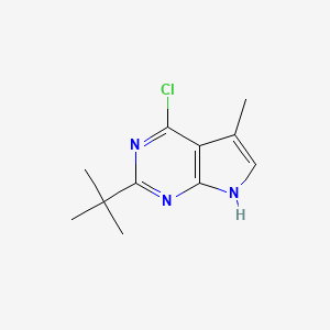 molecular formula C11H14ClN3 B8241425 2-(tert-Butyl)-4-chloro-5-methyl-7H-pyrrolo[2,3-d]pyrimidine 