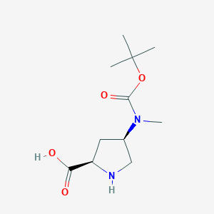 molecular formula C11H20N2O4 B8241488 (2R,4R)-4-((tert-Butoxycarbonyl)(methyl)amino)pyrrolidine-2-carboxylic acid 