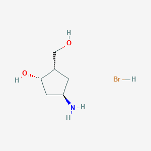 molecular formula C6H14BrNO2 B8241511 (1S,2S,4R)-4-amino-2-(hydroxymethyl)cyclopentan-1-ol hydrobromide 