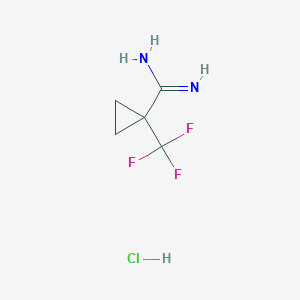 molecular formula C5H8ClF3N2 B8241512 1-(Trifluoromethyl)cyclopropane-1-carboximidamide hydrochloride 