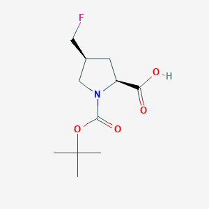 molecular formula C11H18FNO4 B8241531 (2S,4S)-1-(tert-Butoxycarbonyl)-4-(fluoromethyl)pyrrolidine-2-carboxylic acid 