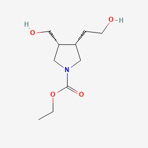 molecular formula C10H19NO4 B8241534 ethyl (3S,4R)-3-(2-hydroxyethyl)-4-(hydroxymethyl)pyrrolidine-1-carboxylate 