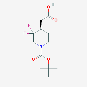 molecular formula C12H19F2NO4 B8241623 (R)-2-(1-(tert-butoxycarbonyl)-3,3-difluoropiperidin-4-yl)acetic acid 