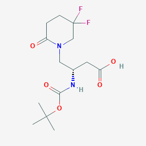 molecular formula C14H22F2N2O5 B8241628 (3S)-3-{[(tert-butoxy)carbonyl]amino}-4-(5,5-difluoro-2-oxopiperidin-1-yl)butanoic acid 